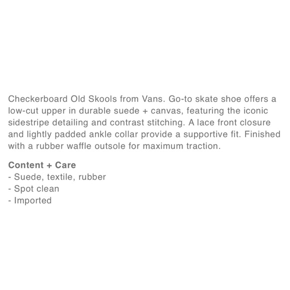 Vans Old Skool Checkerboard Lace Up Low Top Canvas Suede Skate Sneaker 4/5.5 - Picture 8 of 16